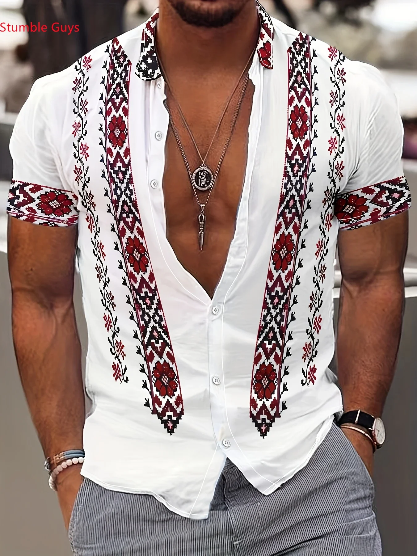 Men's Casual Breathable Shirt SummerMan Women Short Sleeve Hawaiian Fashion Print Lightweight Beach Party Tops