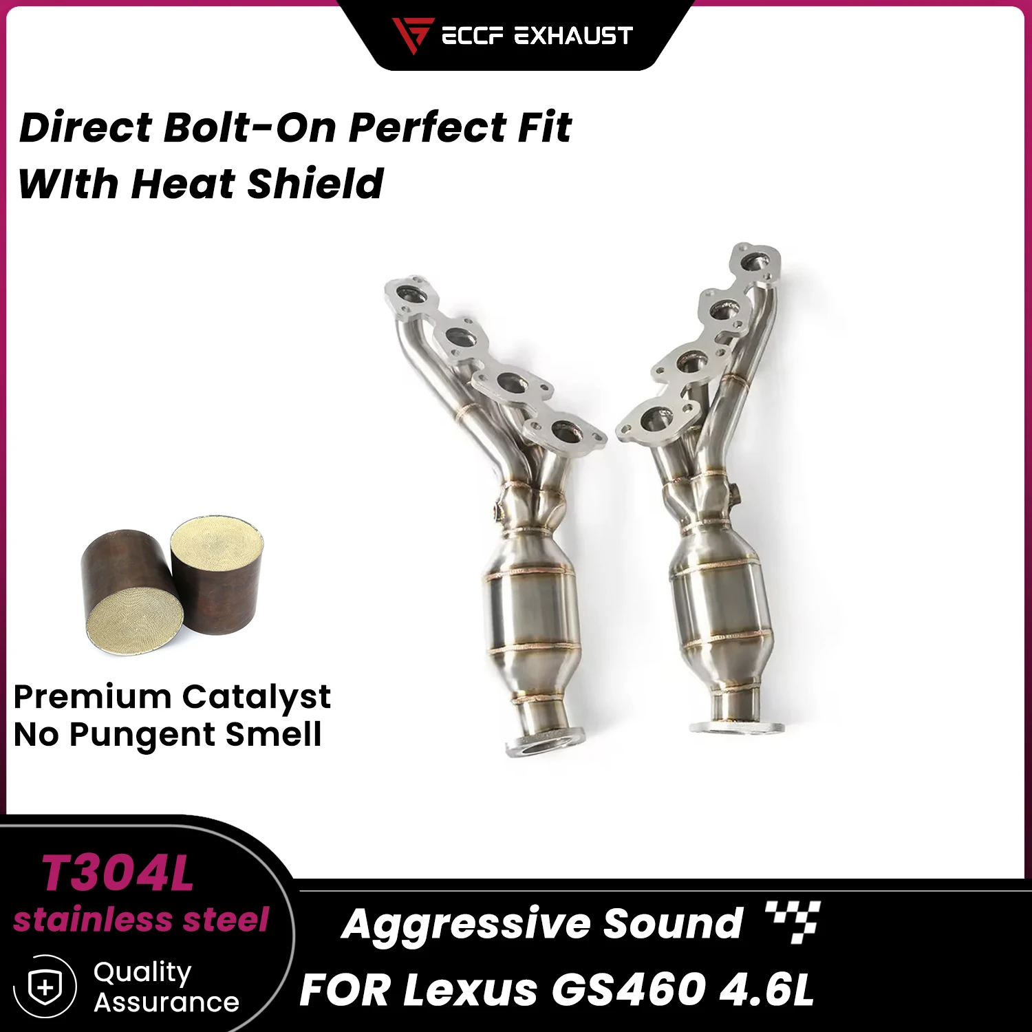 

High Flow Sports Stainless Steel Headers for Lexus GS460 4.6L Maximize Exhaust Flow Easy Installation