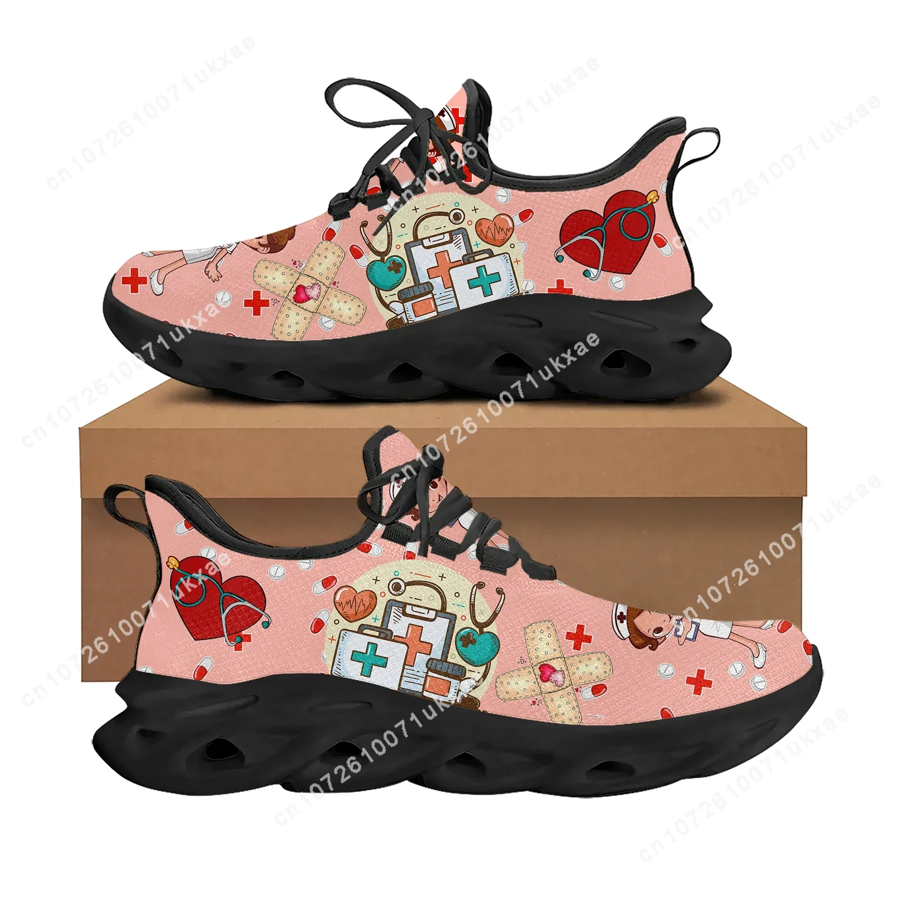 Cute Cartoon Nurse Doctor Medical Flats Sneakers Mens Womens Sports Running Shoes Sneaker Lace Up Mesh Footwear custom made Shoe