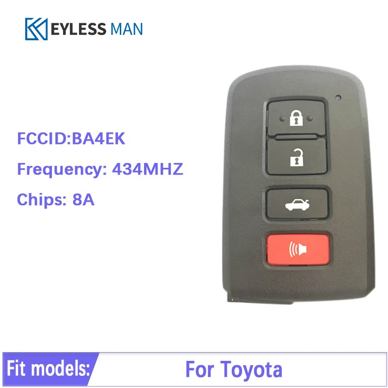 

4buttons Smart Remote car Key Fob For Toyota Camry 2013 2014 2015 2016 434MHZ BA4EK BA4EQ 8A chip 61E377-0010 0020 G 88 Chip