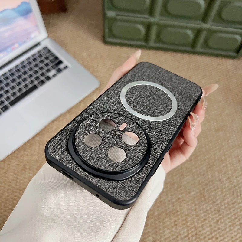 حافظة مغناطيسية بنمط منسوج بتقنية الأعمال لهاتف Honor Magic 8 Pro 7 Pro Lite كاميرا شحن لاسلكية حماية غطاء مقاوم للصدمات