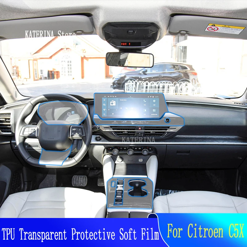 

For Citroen C5X（2021-Present）-Anti-scratch Car Interior Center Console Transparent TPU Protective Film