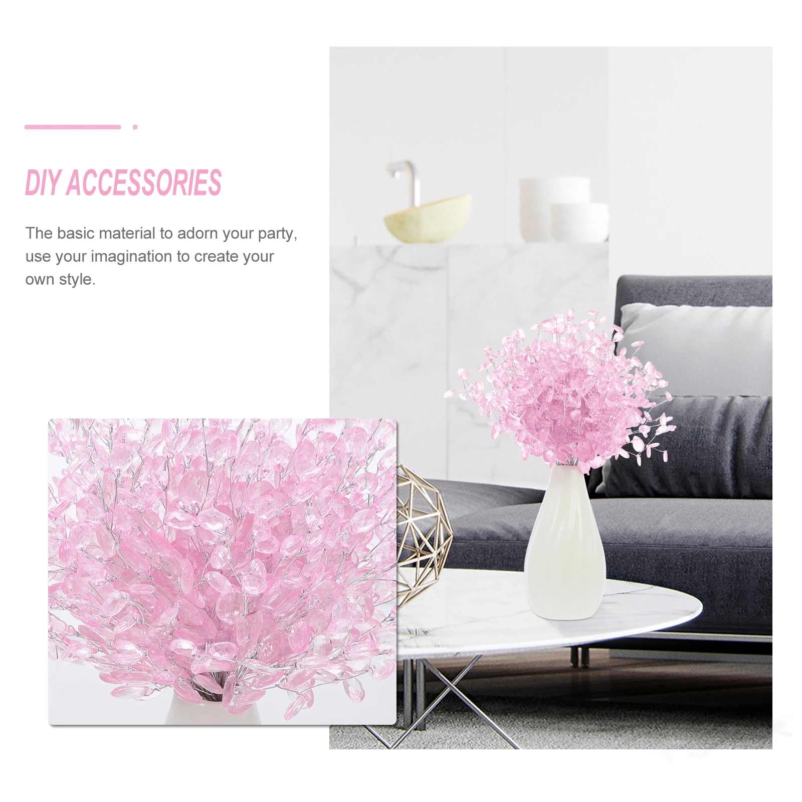 

50 Pcs Artificial Flower Decoration Bead Drop Flowers for DIY Accessories Wedding Pink Bride Bouquet Crafts