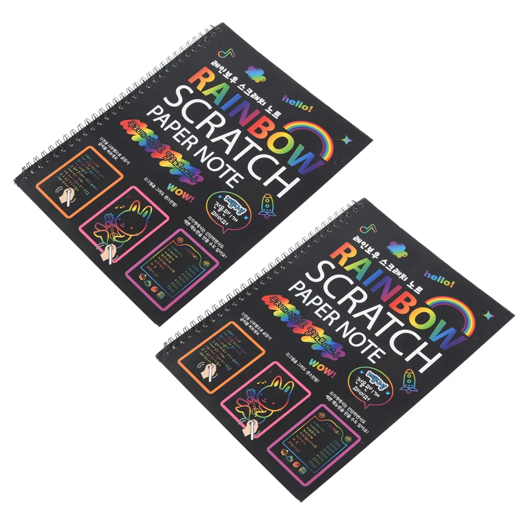 CYGJ-2X 19X26cm Large Magic Color Rainbow Scratch Paper Note Book Black Diy Drawing Scraping Painting Kid Doodle