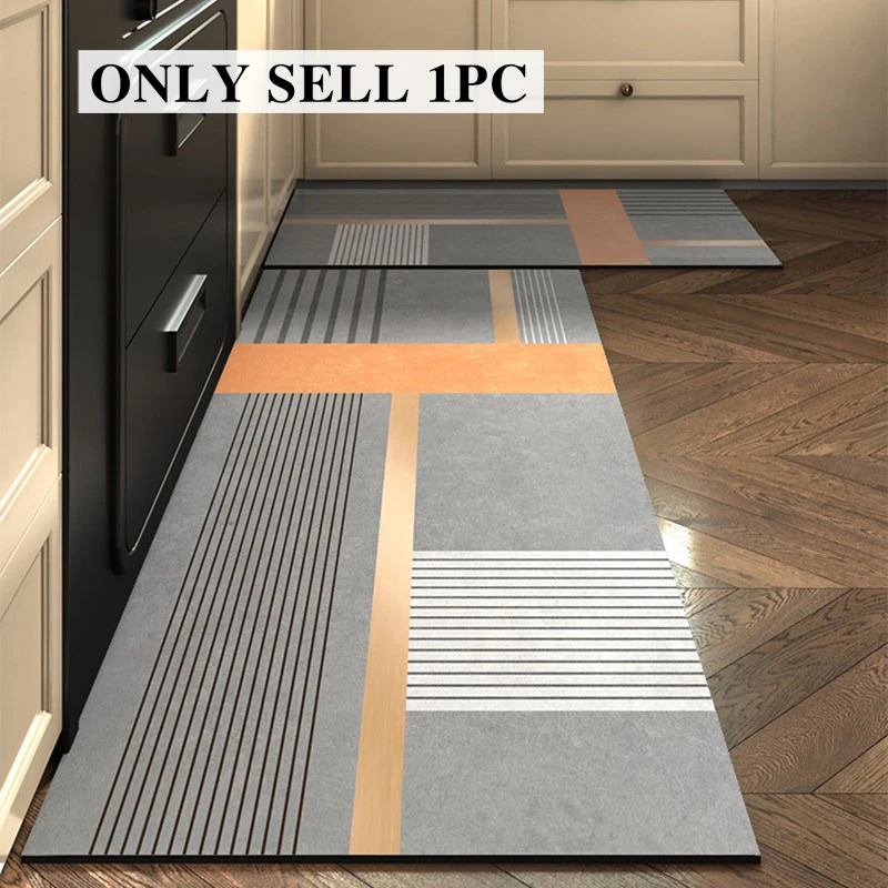 Kitchen Floor Mat Pvc Waterproof Leather Carpet Long Foot Mats Non-slip Oil-proof Modern Home Decoration Rug Alfombras De Cocina