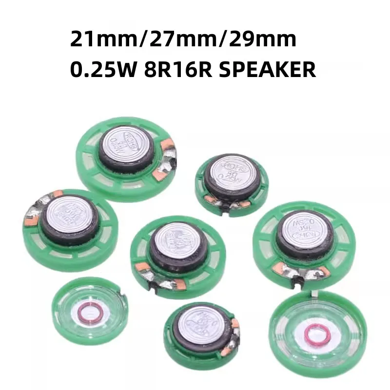 2pcs/Lot 21mm/27mm/29mm 0.25W 8R16Ω Plastic Speaker External Magnetic ROHS Loudspeaker For Children Toys/DIY Horn