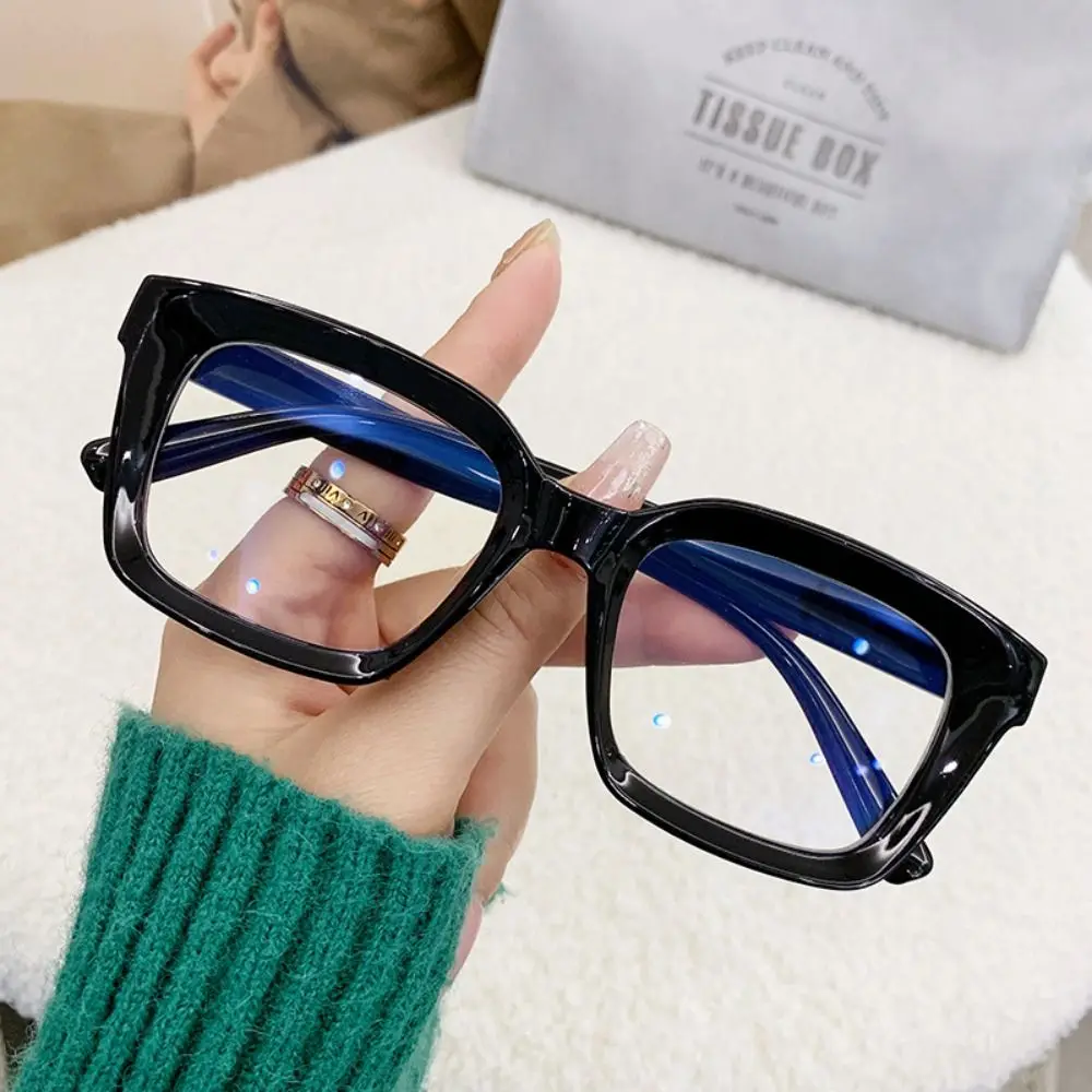 Ins Oversized Square Glasses Large Frame Anti Blue Light Glasses Myopia Glasses Flat Light Glasses Transparent Eyeglasses