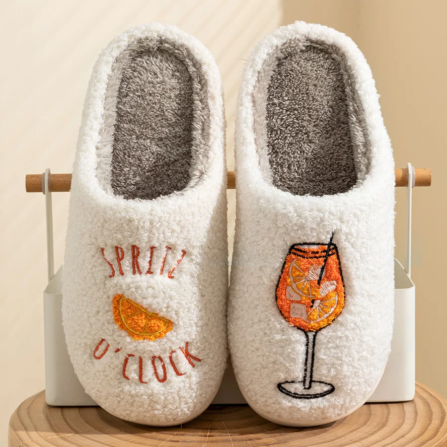 Women's Slippers Aperol Spritz O'Clock Cozy Comfy Fluffy Party Bridal Shower Mom Daughter Gift For Girl