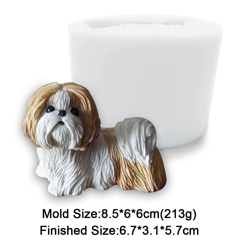 3D Dog Shape Silicone Molds Big Size Chihuahua Pomeranian Shih Tzu Animal Candle Clay Mold For Cake Decorating Tool Baking Mould