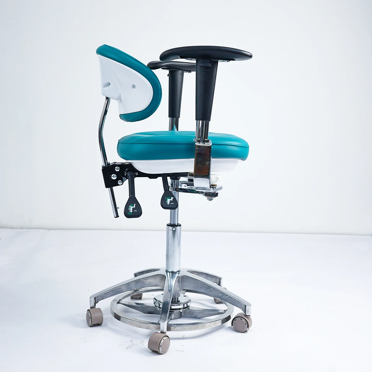 Blue Dental Stool with Armrests, Height Adjustable Medical Office Chair for Dentist Clinic