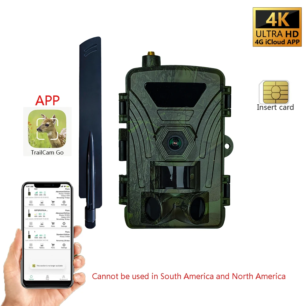 Outdoor Waterproof Camera PR802 4G Wireless APP Monitor Wide Life Hunting Camera 4K Movement Trigger Photo Video Shooting