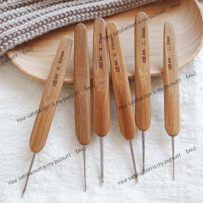 

Wool Bamboo Handle Crochet DIY Hand Knitting Tools Sweater Needle Round Head Carbonized Bamboo Handle Crochet