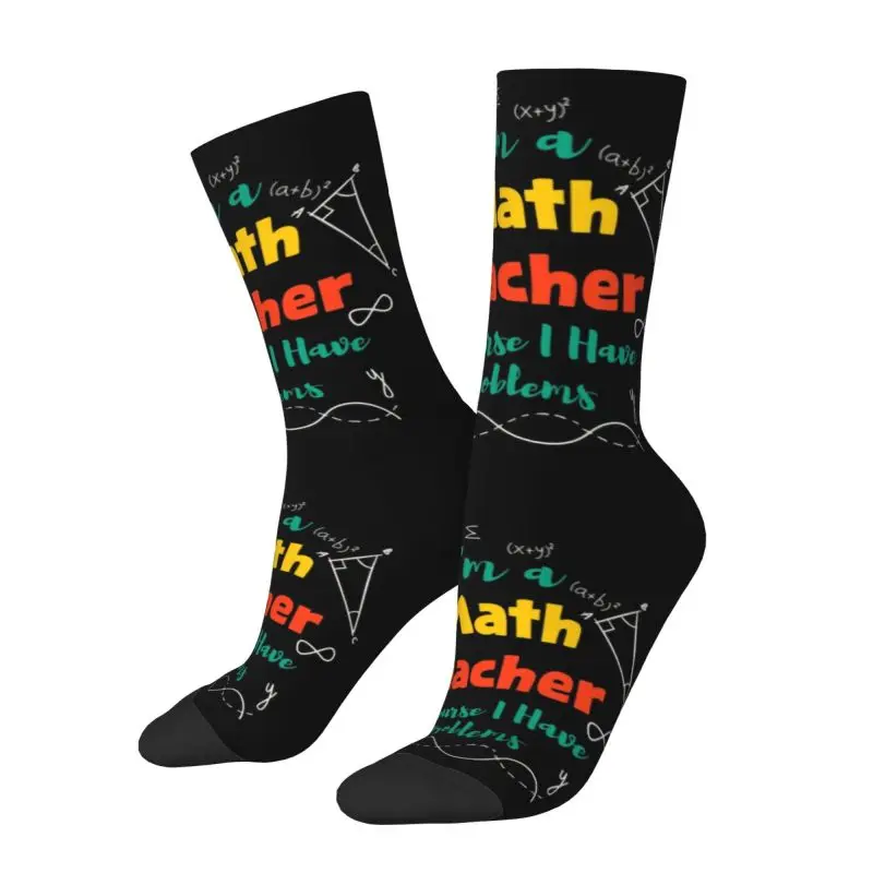 I\'m A Math Teacher Of Course I Have Problems Dress Socks Mens Womens Warm Funny Novelty Mathematician Crew Socks