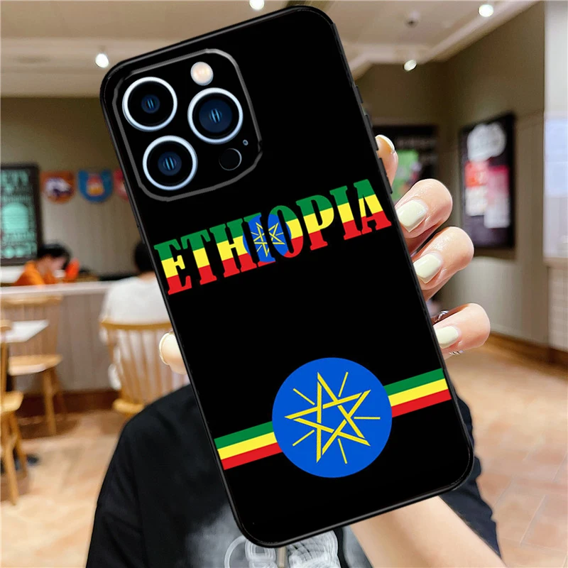 Ethiopia Flag Phone Case For iPhone 15 13 12 11 14 Pro Max Mini X XR XS Max SE 2020 2022 7 8 15 Plus Cover