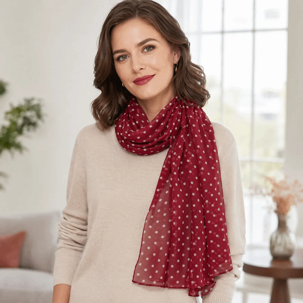 Transparent Polka Dots Printed Scarf Breathable Lightweight Sun Protection Shawl Thin Chiffon Boho Long Beach Silk Scarf Travel