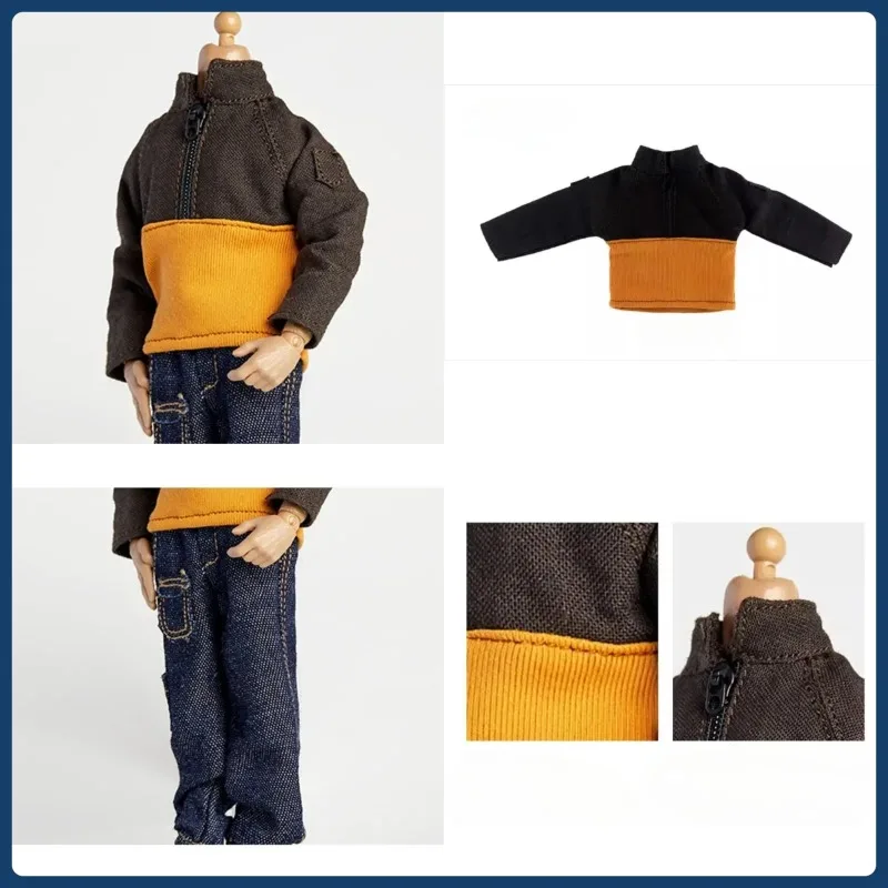 

1/12 Scale Hobbies Trendy Fashion Color Block Jacket Hoodie Casual Jeans Soldier Clothes for 6'' Action Figures Body Accessories