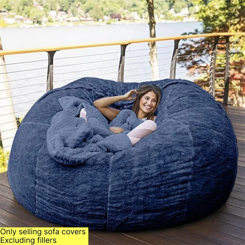 Arctic Fleece Sofa Covers Circular Portable Bean Bag Sofa Cover Creative Luxury Living Room Decoration Modern Home Furnishings