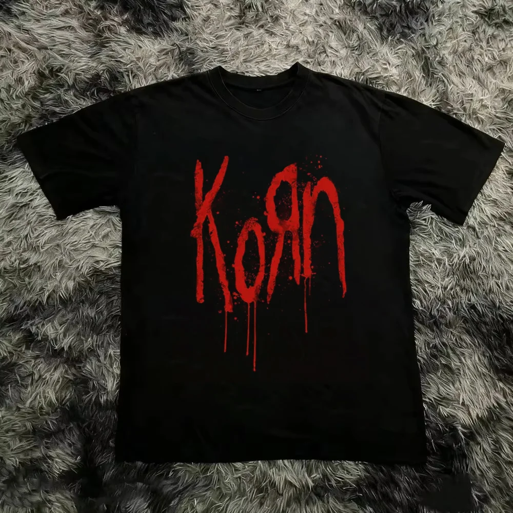 Korn Follow The Leader Cotton Printed T-Shirt Double-Sided Metal Band Tee Men's and Women's Oversize Couple Tee Tops Clothing
