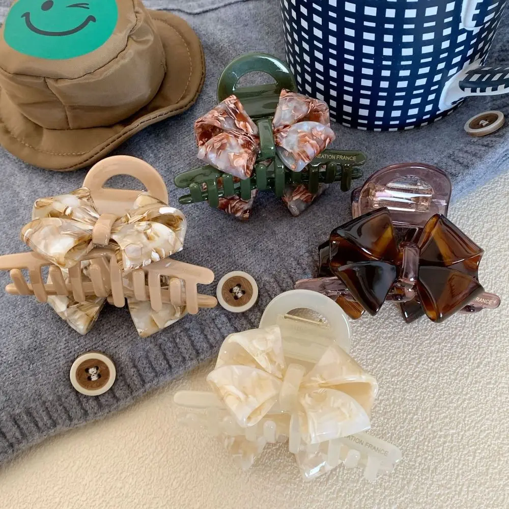 

Fashion Jelly Retro Bow Acetate Hair Claw Hairpin Hair Clip Solid Color Shark Clip Headwear Geometry Shark Clip Female