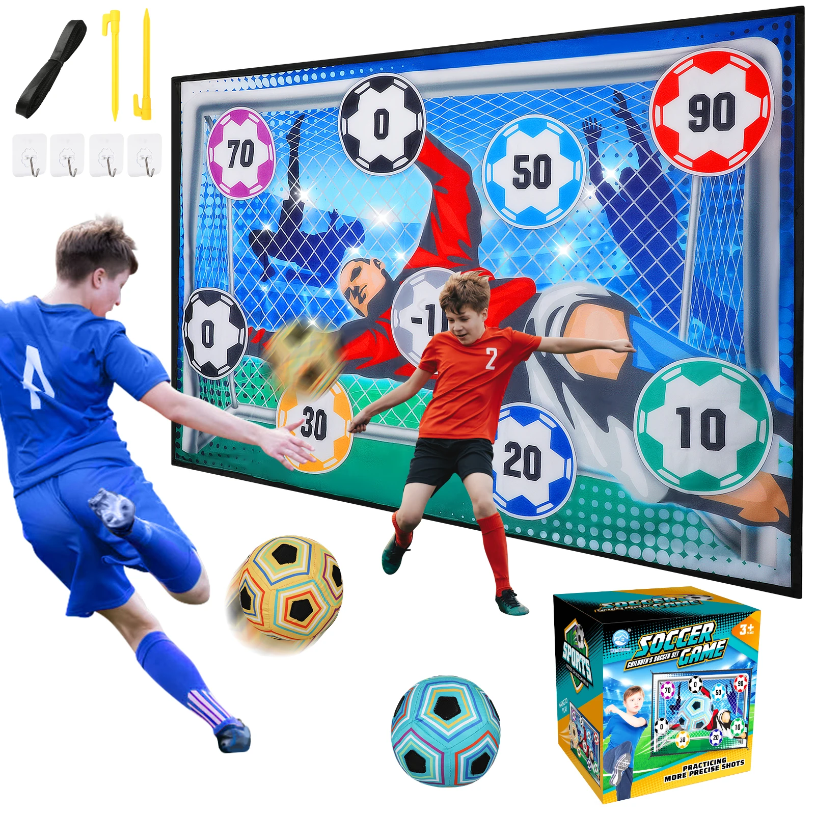 VATOS Football Ball Game Set for Kids Indoor Outdoor Soccer Train Sport Game Foldable Toys for 3 4 5 6 7 8 Years Old Boys Girls