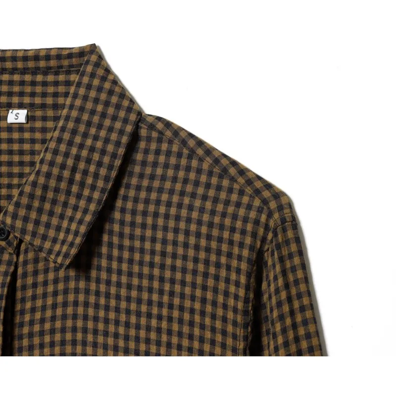 Damska koszula w kratę na wiosnę i jesień, luźna, modna, z kołnierzykiem, wiązana na dół, nowa kolekcja 2026, damska, codzienna, w stylu vintage.