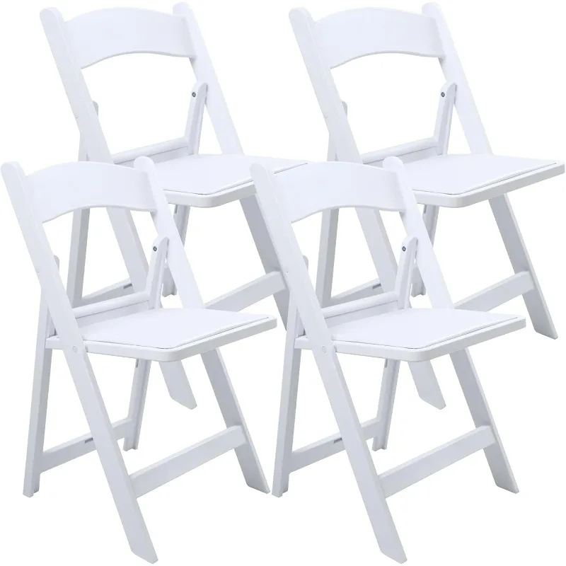 White Resin Folding Chair with Cushion & Backrest,700LB Weight Capacity Event Chair,Indoor/Outdoor Lightweight Foldable Chair