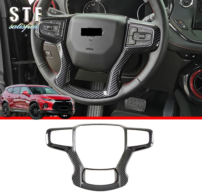 

Carbon Fiber Style Interior Steering Wheel Trim Cover For Chevrolet Blazer 2019 2020 Car Accessories Stickers