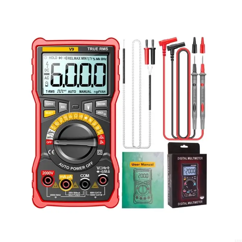 E28F Upgraded Digital Multimeter 6000 Counts TRMS Auto-Ranging Voltage Meter 2000V High Voltage/Voltage/Current/Diodes/Temp