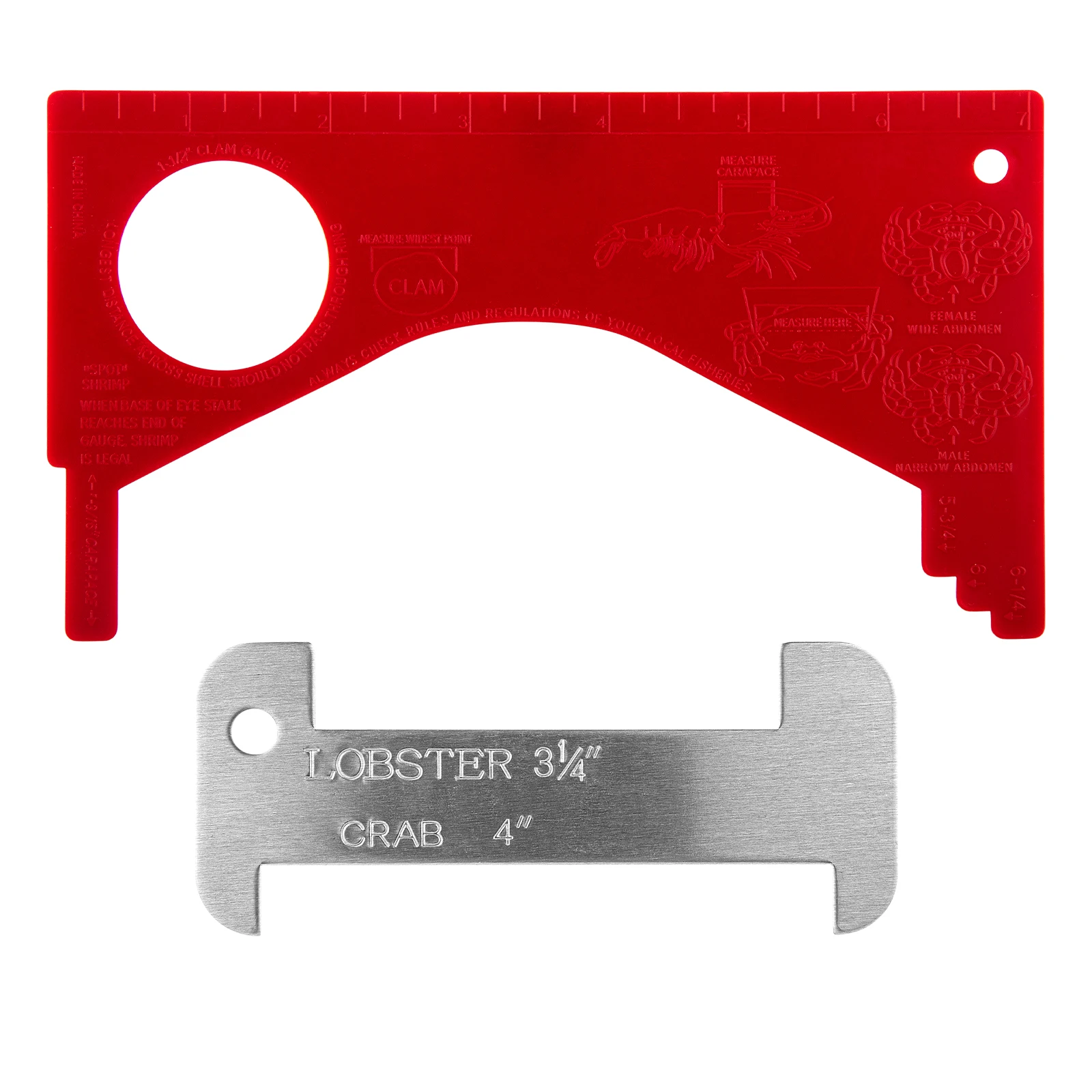 Crab and Lobster Gauge Measuring Tool PVC Aluminum Gauge Measure for Blue Crab Lobster Shrimp Clam Multi-functional