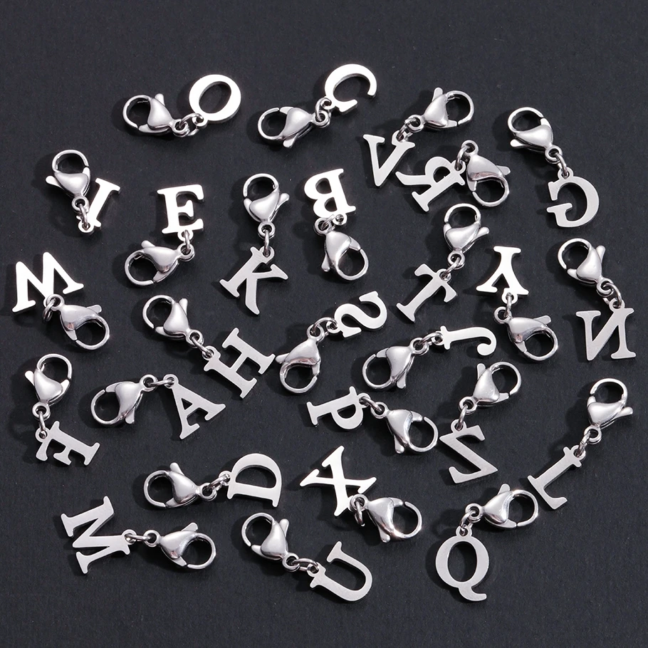 A-Z Alphabet-Schlüsselanhänger mit Karabinerverschluss, Edelstahl-Initialen-Anhänger, Schmuck für DIY-Rucksack, Handtasche, Personalisierte Geschenke – Detail 1