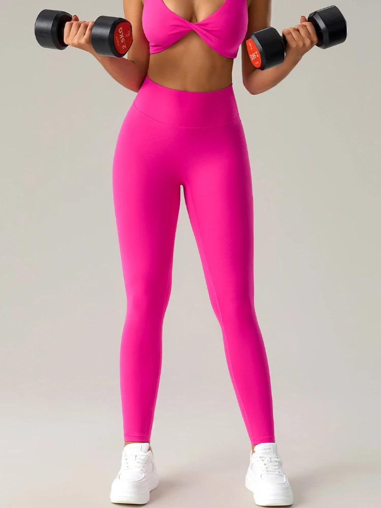 Fashion Solid Color Gym Leggings Sport Fitness Seamless Female Legging Workout Clothes Athletic Wear High Waist Yoga Pants