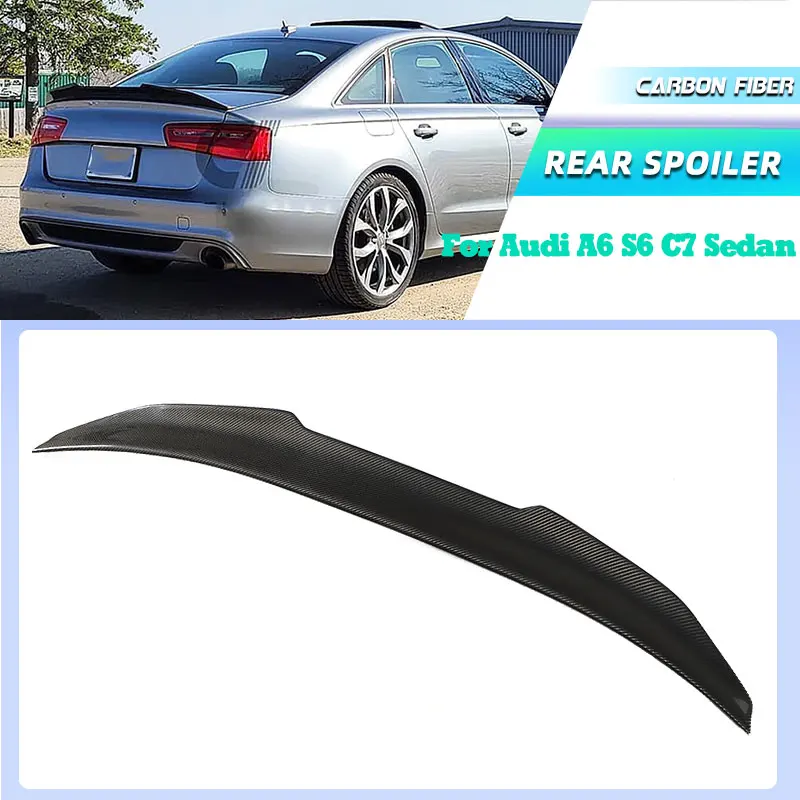 

Full Carbon Fiber Car Rear Trunk Spoiler Wings for Audi A6 S6 C7 Sedan 2012-2018 Racing Rear Spoiler Boot Lid Wing Lip Body Kit
