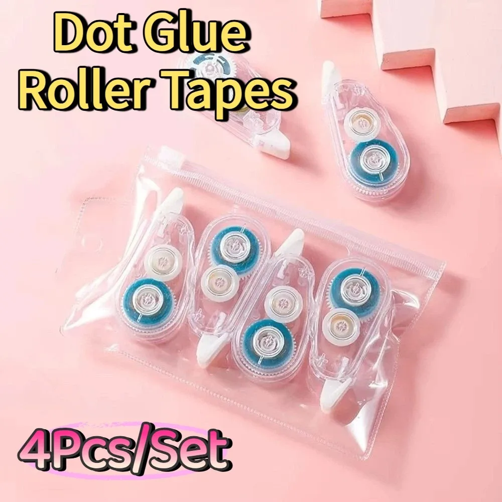 4Pcs/Set DIY Dot Glue Roller Tapes Stationery 5m Sticky Dot Glue Tapes Portable Minimalistic Roller Tape Runner Scrapbooking