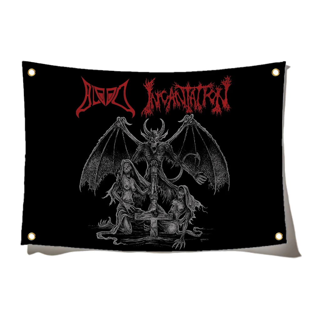 3x5 Feet Death Metal Band Flag B-Blood I-Incantation Rock Flag Suitable For Indoor And Outdoor University Dorm Party Tapestry image 3