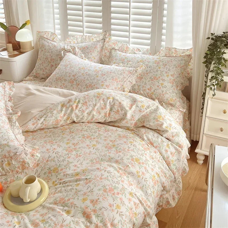 New Ultra Soft Touch Floral Style Cover 100% Cotton Ruffle Bedding Set   Duvet Cover Single or Douple200x230