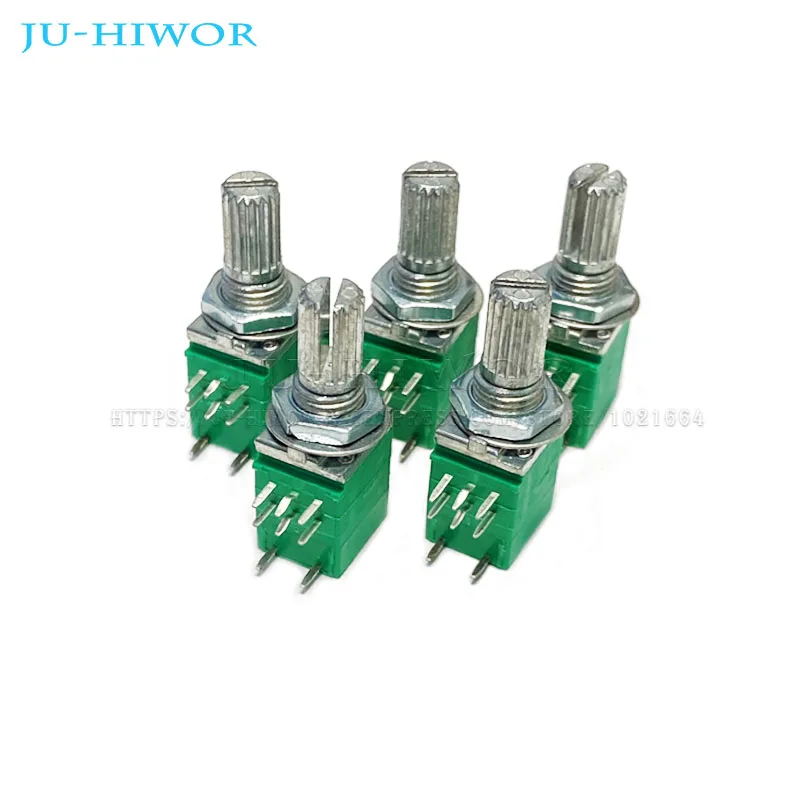 5Sets Rv097gs 8pin Dubbele Gekoppelde Potentiometer Met Schakelaar Audio B 10K 50K 100K Rv097 As 15Mm Eindversterker Afdichting & Knop