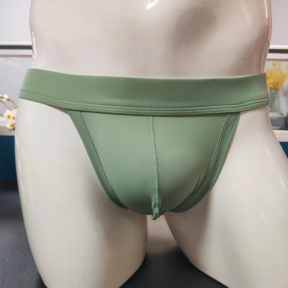 Men's Ice Silk Thongs with U Pouch Open Butt Design Breathable Mini Briefs Underwear for Daily Comfort and Support