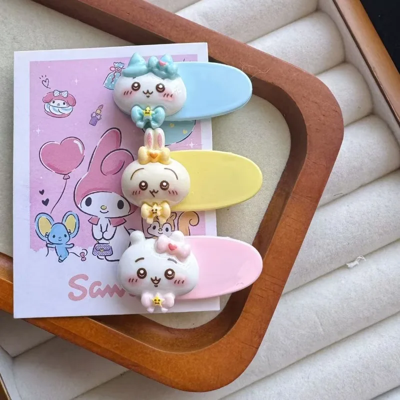 chiikawa cartoon headdress hair accessories duckbill clip oval sweet cute girl bangs side hair accessories.