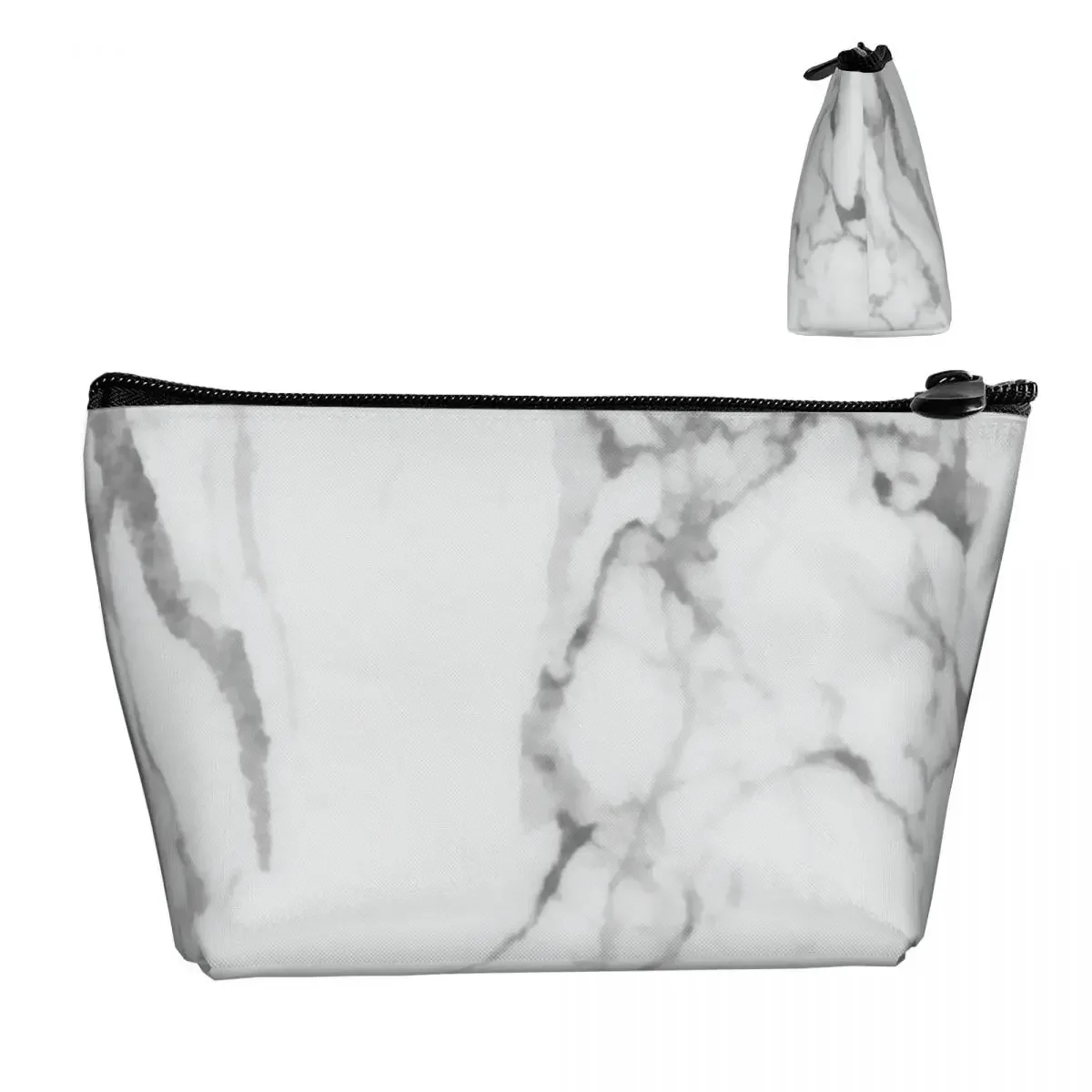 White Marble With Grey Veins Cosmetic Bag Women Fashion Big Capacity Texture Makeup Case Beauty Storage Toiletry Bags