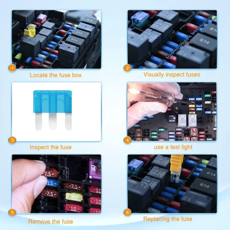 60-teiliges Micro3-Sicherungs-Set, ATL-Flachsicherungen-Sortiment, 3-polige Mikro-Flachsicherungen, Ersatz 5A 7,5A 10A 15A mit Ausziehwerkzeug – Detail 7