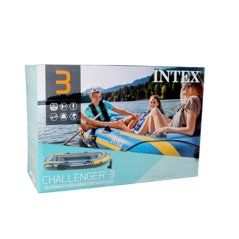 Challenger พายเรือ PVC 3 คน Air เรือ Dinghy Raft เรือแคนูเครื่องมือตกปลาพลาสติก River Lake 3 Air Chamber