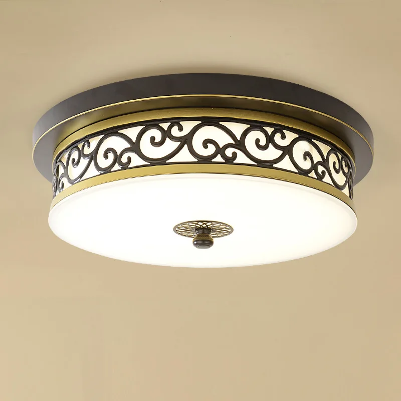 

American Style Ceiling Light Balcony Entrance Master Bedroom Room Living Room Light Circular Pastoral LED Ceiling Lamp Fixtures