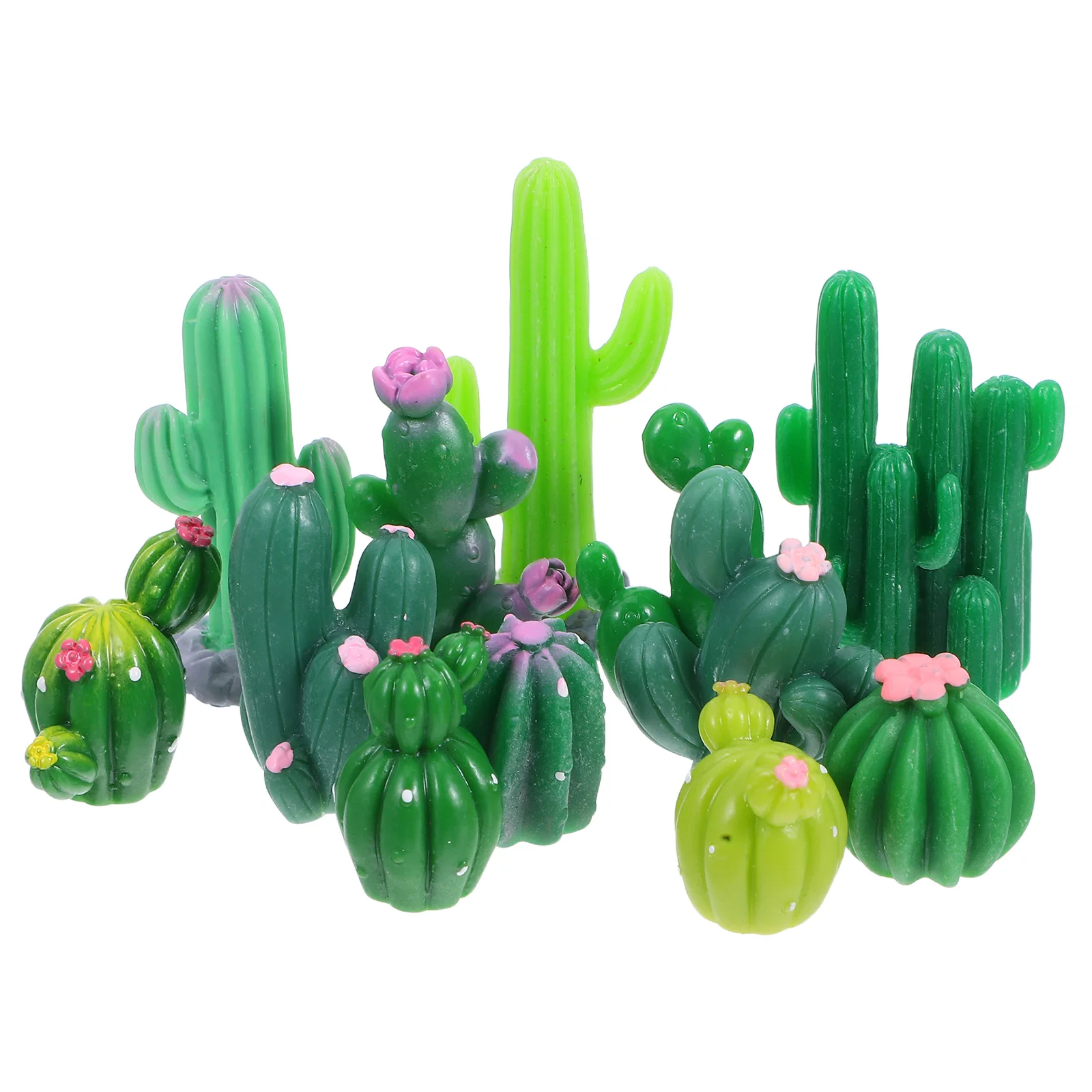 

12pcs Cactus Micro Landscape Resin Cartoon Statue Desk Ornaments Mini Fake Plants Desert Decorations Maintenance Free DIY