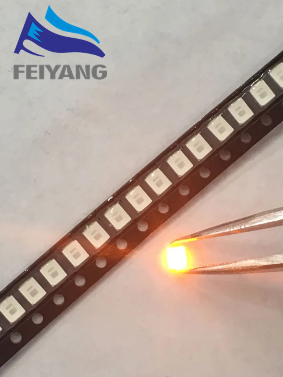 100PCS/lot SMD LED 2835 Yellow 0.2W 2.0-2.6V 580-590NM PLCC-2 SMD/SMT 2V 3.5*2.8*0.8MM 60Ma 3528 2835 led