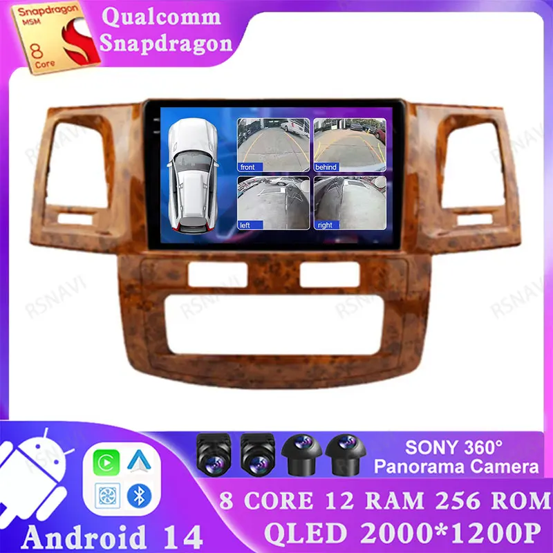 

Android 14 для Toyota Fortuner Hilux AT 2007 2008 2012 2014 2015 мультимедийный автомобильный радиоприемник Qualcomm DSP Viedo плеер GPS DVD 5G WIFI