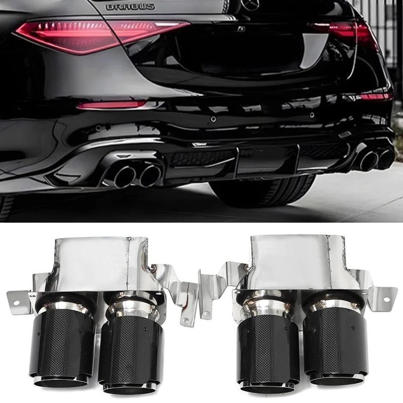 Quad Exhaust Tailpipe For Mercedes-Benz W223 S-Class S450L S500L 2021 to 2024 Upgraded B Style Exhaust Muffler Tailpipe