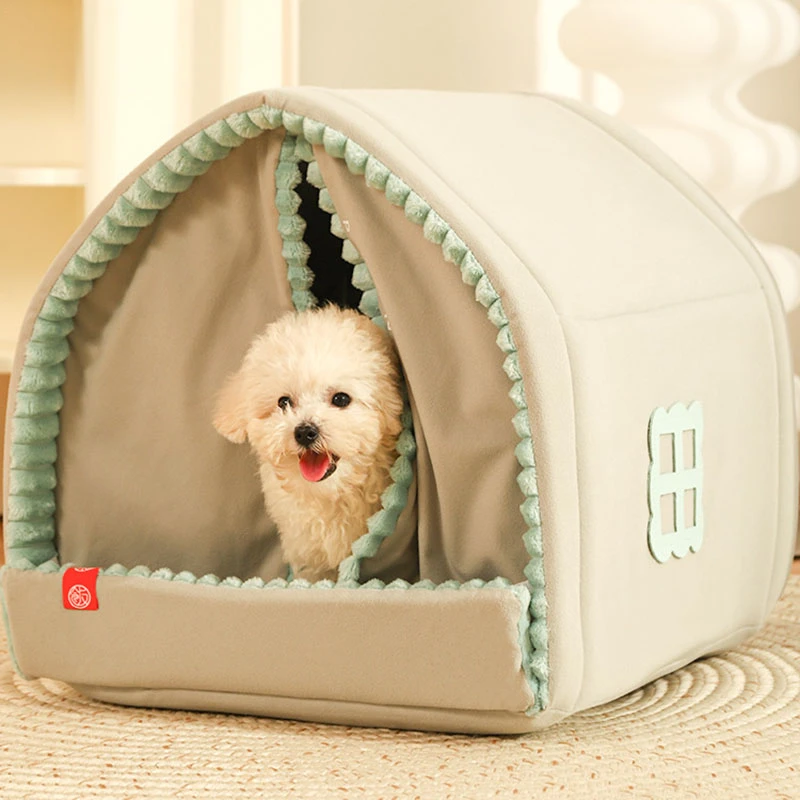 Winter Pet Bed Dog House Sleep Foldable Kennel Removable Nest Warm Enclosed Cave Sofa Big Pet Caseta Perro House Accessories