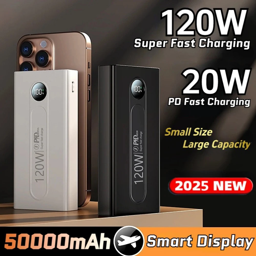 

New 120W Fast Charge Powerbank 50000mAh Portable Power Bank Dual USB Big Capacity Battery Charger For xiaomi iPhone Android