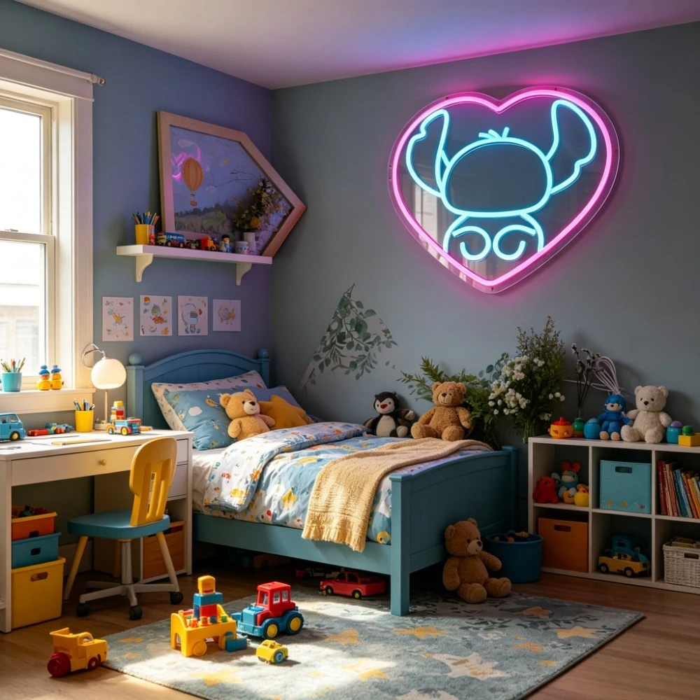 Cermin LED Anime Stitch Neon S - Bathroom Mirror Led ulasan dan harga