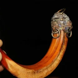 Mai Chuang/ Imitation of Old Enamel Lion Head Inlaid with Pig Tooth Necklace Pendant Fashion Exorcism Men And Women Amulet Gift